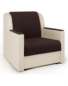 Кресло кровать Аккорд Д рогожка шоколад и экокожа беж Шарм-дизайн