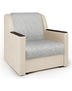 Кресло кровать Аккорд Д экокожа беж и серый шенилл Шарм-дизайн