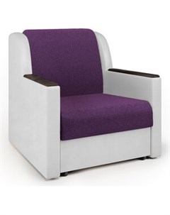 Кресло кровать Аккорд Д фиолетовая рогожка и экокожа белая Шарм-дизайн