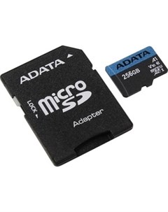Карта памяти 256GB microSDXC Class 10 UHS I A1 100 25 MB s SD адаптер AUSDX256GUICL10A1 RA1 Adata