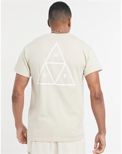 Светло коричневая футболка с тройными треугольниками Essentials Huf