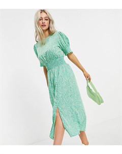 Зеленое платье миди с цветочным принтом Influence petite