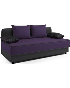 Кушетка Прима рогожка фиолетовый и экокожа черный Шарм-дизайн