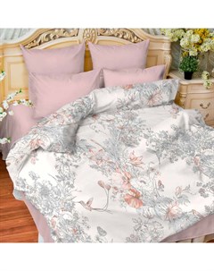 Комплект постельного белья евро Colibri белый с розовым Balimena