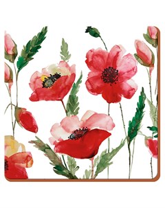 Набор подставок под горячее Watercolour Poppy 10 5x10 5см 6шт Creative tops
