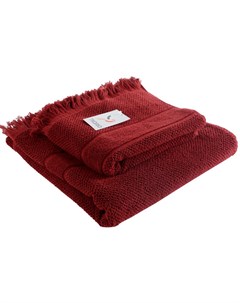 Полотенце банное Essential 70х140см с бахромой бордового цвета Tkano