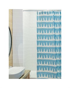 Штора для ванной Popple голубого цвета Cuts Pieces 180х200 Tkano