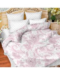Комплект постельного белья 2 спальный Pallazio белый с розовым Balimena