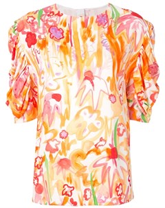 Блузка с пышными рукавами и цветочным принтом Marni