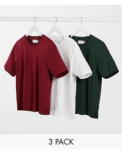Набор из 3 футболок белая хаки красная Topman