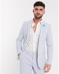 Пиджак скинни из жатой ткани в голубую клетку wedding Asos design