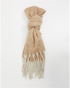 Бежевый шарф с контрастными кисточками French connection