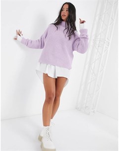Фиолетовый джемпер в косичку с высоким воротом Femme Selected