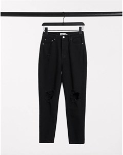 Черные укороченные джинсы с рваной отделкой x Jac Jossa In the style