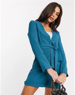 Сине зеленый пиджак от комплекта с запахом Vesper