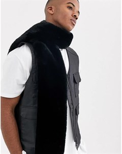 Черный шарф из искусственного меха Asos design