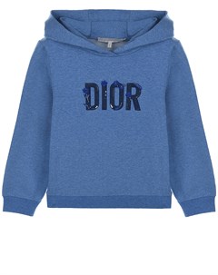 Синяя толстовка худи с логотипом из пайеток детская Dior