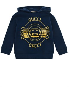 Синяя толстовка худи с круговым принтом детская Gucci