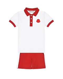 Комплект белое поло и красные шорты детский Moncler