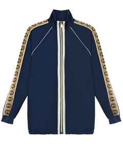 Синяя спортивная куртка с бежевыми лампасами детская Gucci