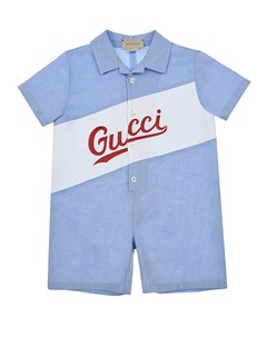 Голубой песочник с логотипом детский Gucci