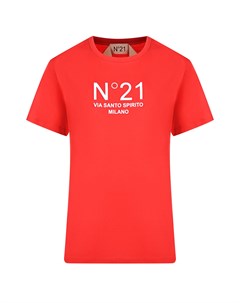 Красная базовая футболка с логотипом No21
