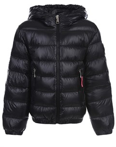 Черная стеганая куртка с контрастной вставкой детская Moncler