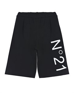 Черные шорты с контрастным логотипом детские No21