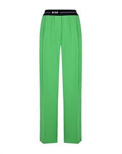 Зеленые брюки с поясом на резинке Msgm