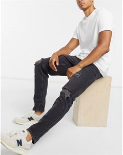 Черные узкие рваные джинсы Asos design