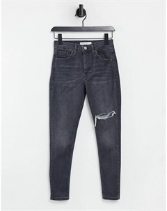 Черные зауженные джинсы со рваной отделкой Jamie Topshop