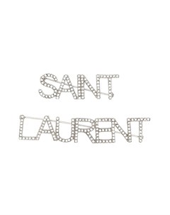 Брошь с кристаллами и логотипом Saint laurent