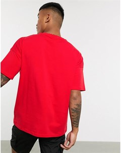 Красная футболка со вставками и логотипом Hummel