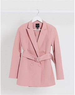 Розовый пиджак от комплекта с поясом New look