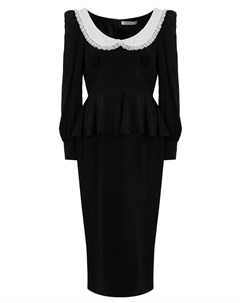Черное шелковое платье с белым воротником Alessandra rich