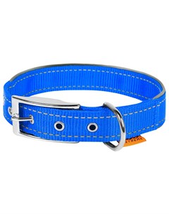 Ошейник нейлоновый для собак двойной со светоотражающей вставкой синий 40 мм 60 72 см Dog Extreme 1  Collar