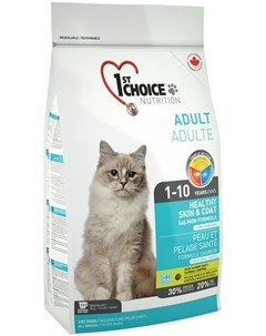 Cat Adult Healthy Skin Coat для взрослых кошек при аллергии с лососем 0 35 кг 1st choice