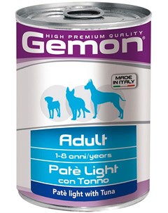 Dog Light диетические для взрослых собак всех пород паштет с тунцом 400 гр Gemon