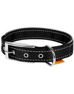 Ошейник нейлоновый для собак двойной со светоотражающей вставкой черный 40 мм 60 72 см Dog Extreme 1 Collar