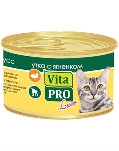 Luxe для взрослых кошек мусс с уткой и ягненком 85 гр Vita pro