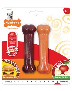 Игрушка для собак Extreme Chew Twin Pack Cheeseburger and Apple Flavour косточки экстра жесткие с ар Nylabone