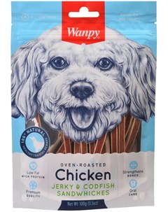 Лакомство Dog для собак сэндвичи с курицей и треской 100 гр Wanpy