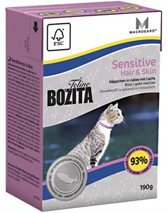 Function Sensitive Hair Skin In Jelly Salmon для взрослых кошек при аллергии с лососем в желе 190 гр Bozita