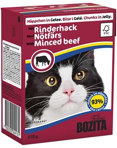 Chunks In Jelly Minced Beef для кошек и котят с рубленой говядиной в желе 370 гр Bozita