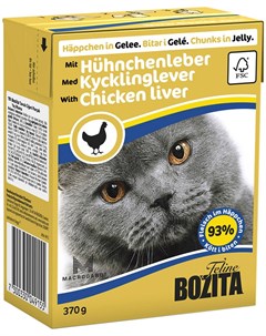 Chunks In Jelly Chicken Liver для кошек и котят с куриной печенью в желе 370 гр Bozita