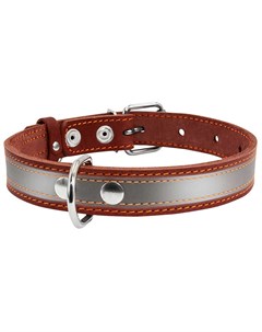Ошейник кожаный для собак со светоотражающей лентой коричневый 35 мм 48 63 см 1 шт Collar