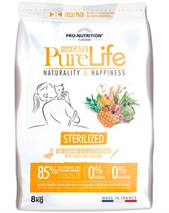 Pure Life Adult Sterilised для взрослых кастрированных котов и стерилизованных кошек 0 4 кг Flatazor
