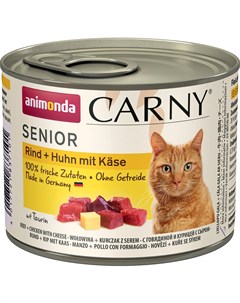 Carny Senior Rind Huhn Mit Kaese для пожилых кошек с говядиной курицей и сыром 200 гр Animonda