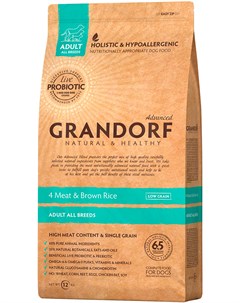 Adult All Breeds Living Probiotics 4 Meat Brown Rice для взрослых собак всех пород низкозерновой с м Grandorf