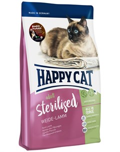 Supreme Sterilised Weide lamm для взрослых кастрированных котов и стерилизованных кошек с ягненком 0 Happy cat